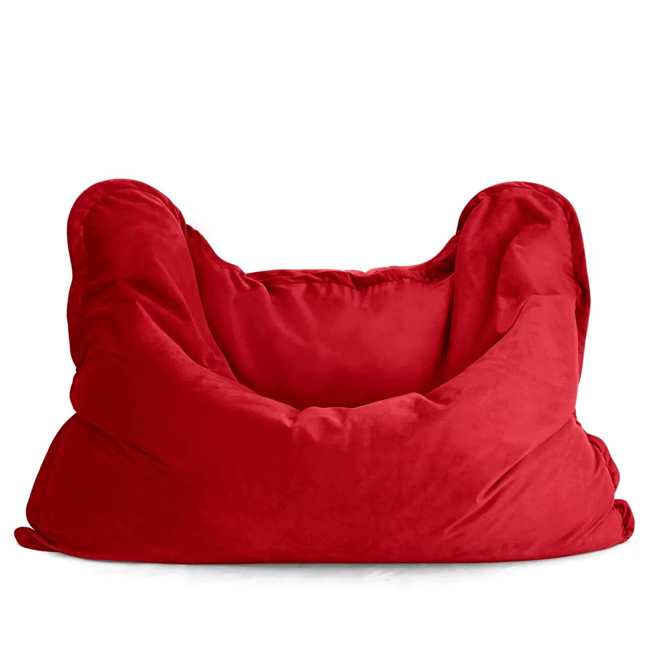Lotus Lounge Chair Extra Large Rectangular Velvet Bean Bag Cover - 71" x 55" - Red